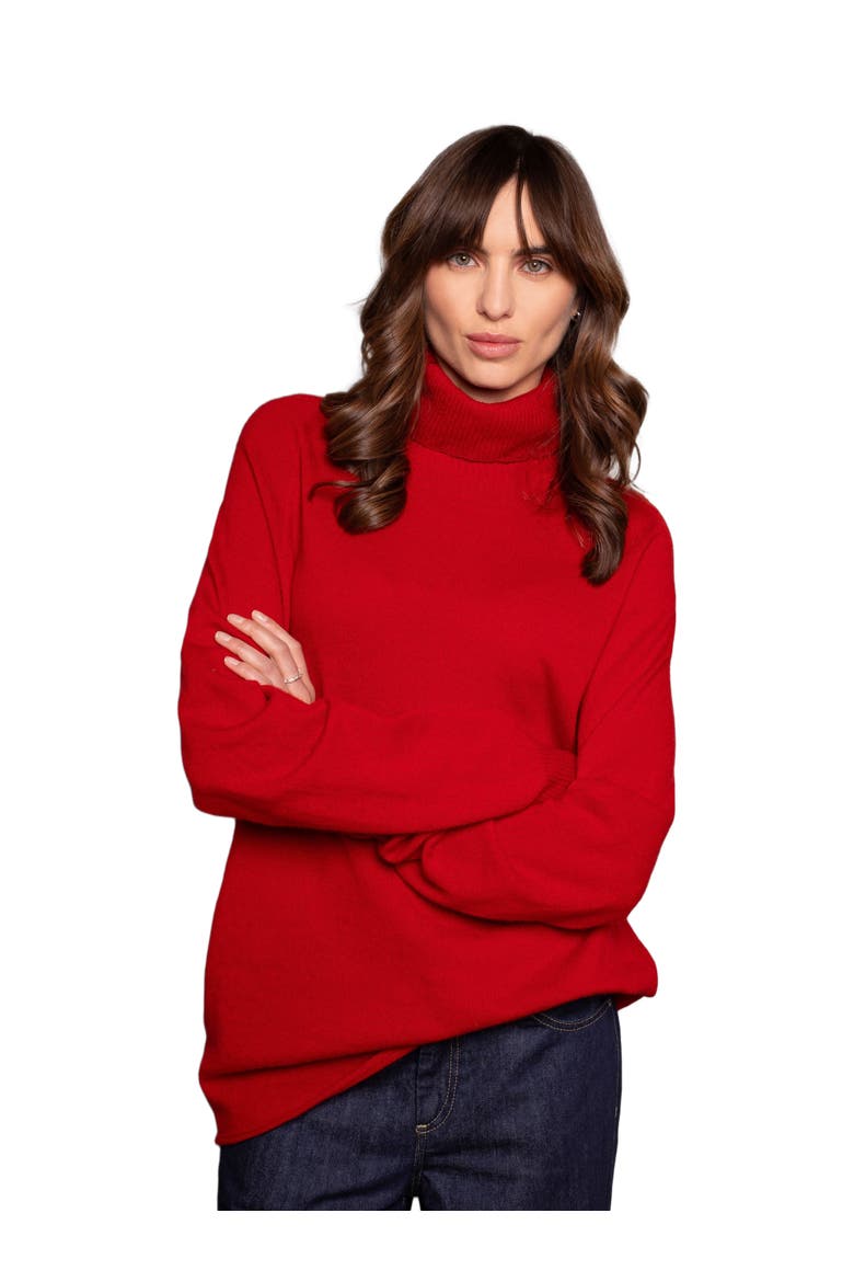 Geelong Wool Slouch Turtleneck Sweater, Main, color, PILLARBOX RED
