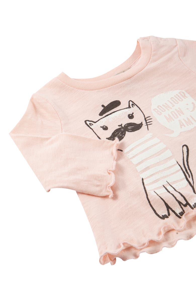 Peek Aren't You Curious Le Magnifique Chat Shirt & Pants Set, Alternate, color, Light Pink