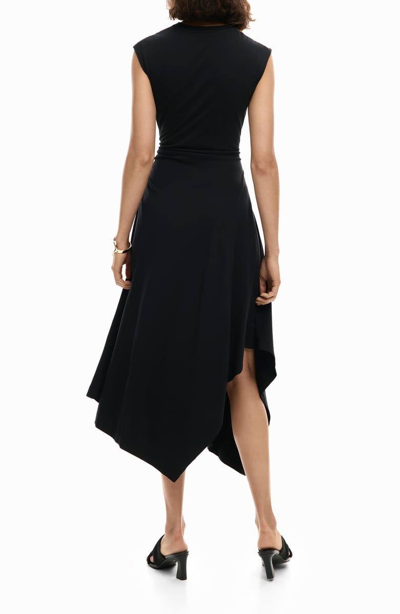 Desigual Asymmetric Sleeveless Dress, Alternate, color, Black