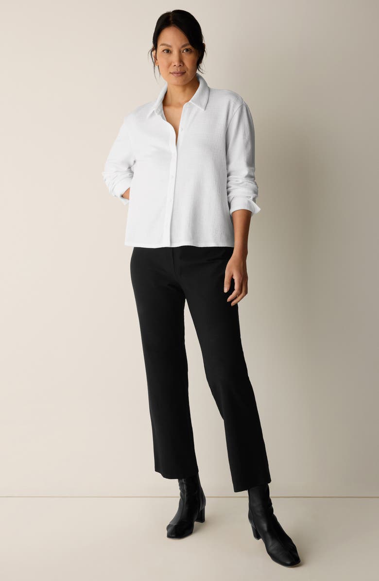 Eileen Fisher Classic Collar Crop Button-Up Shirt, Alternate, color, White