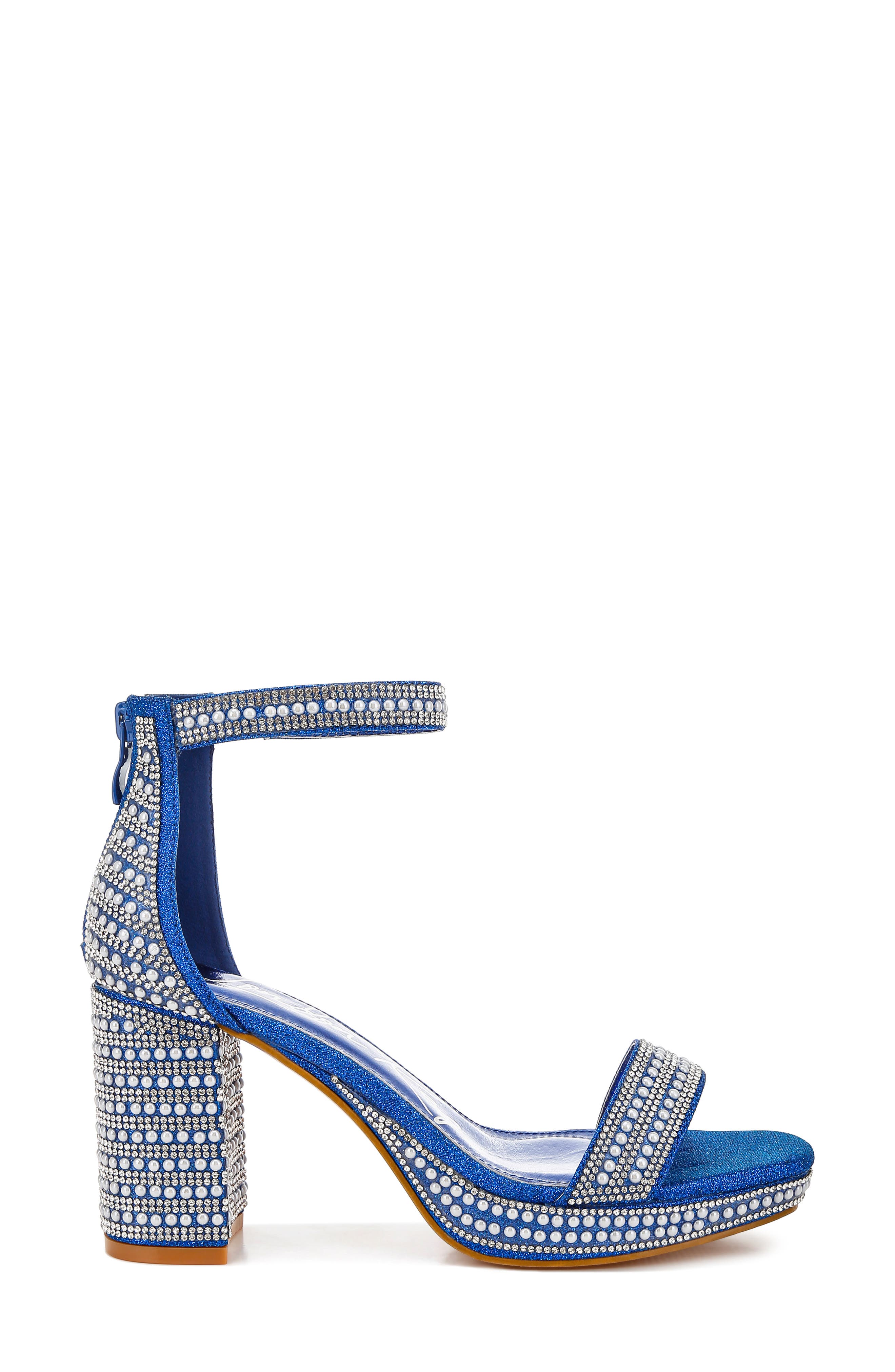 Mejuri Faux Pearl Embellished Platform Sandal, Alternate, color, BLUE