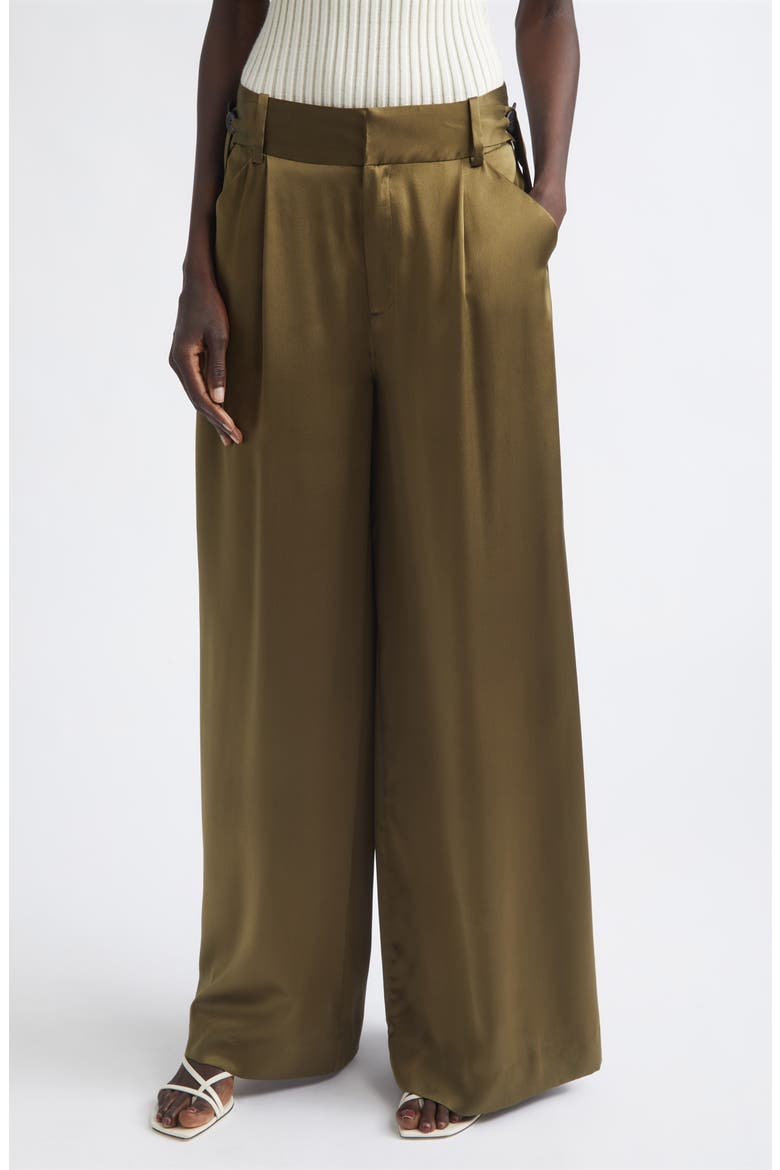Liquid Silk Wide Leg Pants, Main, color, OLIVE