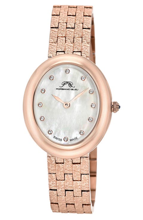 Women's Porsamo Bleu Angelica Oval MOP Dial Stainless Steel Watch