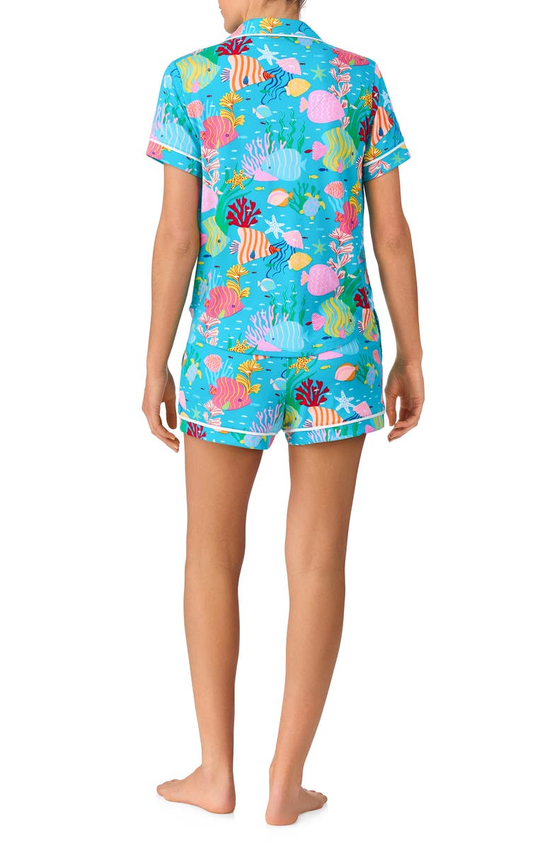 Kate Spade New York print short pajamas, Alternate, color, Aqua Print