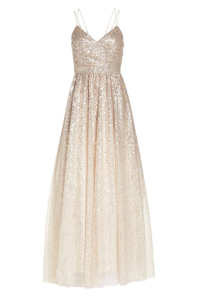 Ombré Sequin Gown, Alternate, color, CHAMPAGNE