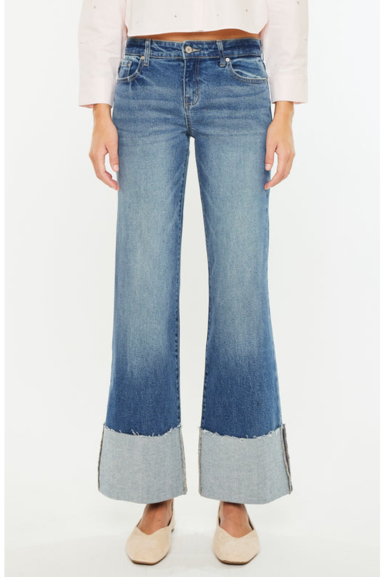 Sierra Mid Rise Wide Leg Jeans, Main, color, Dark Wash