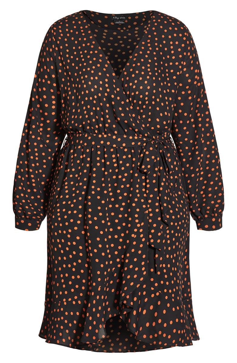 City Chic Amber Long Sleeve Faux Wrap Dress, Alternate, color, 