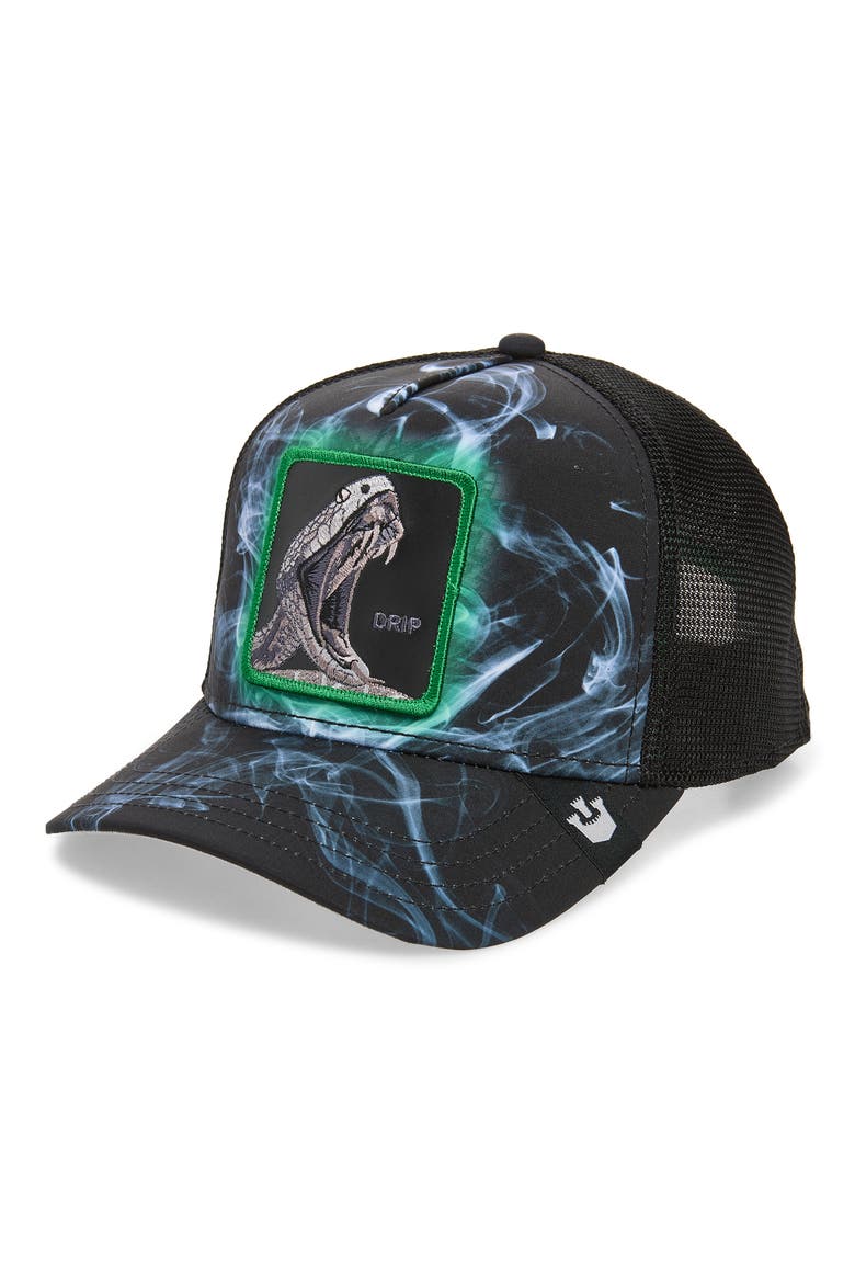 Dead Presidents Patch Trucker Hat, Main, color, BLACK