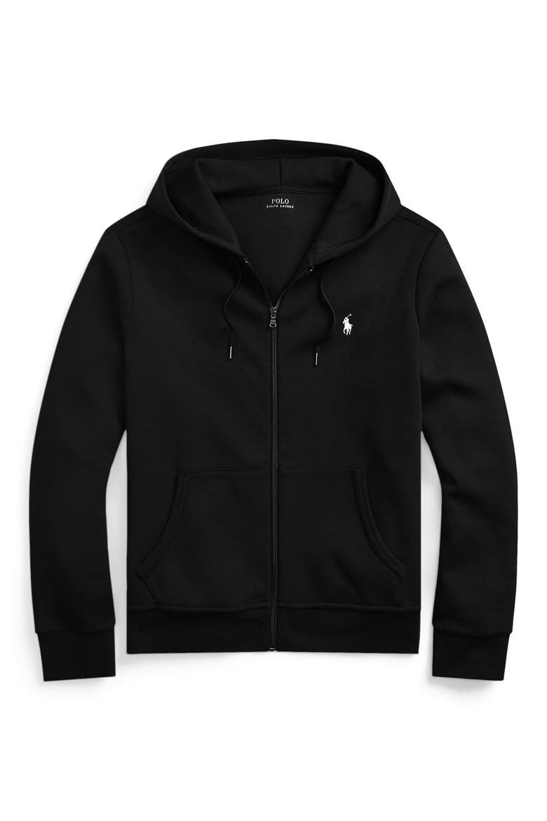Double Knit Zip-Up Hoodie, Alternate, color, POLO BLACK
