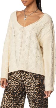 EDIKTED Inga Oversize Cable Stitch Sweater
