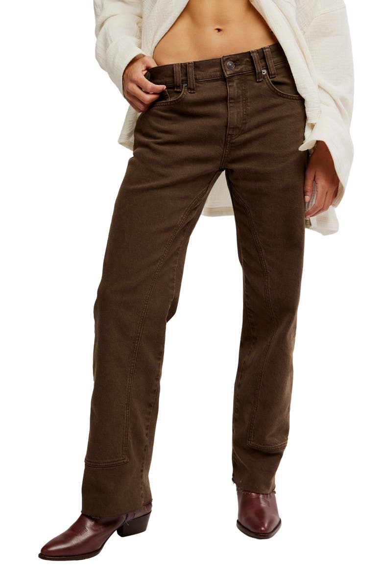 Risk Taker Raw Hem Straight Leg Jeans, Main, color, WORKWEAR BROWN