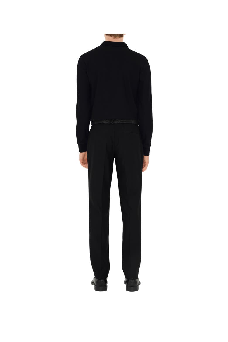 Long-sleeve Cotton Polo Shirt, Alternate, color, Black