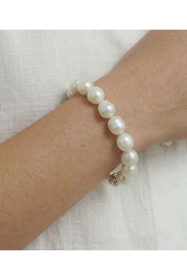 9-10mm White South Sea Baroque Pearl Bracelet, Alternate, color, Sterling Silver Clasp