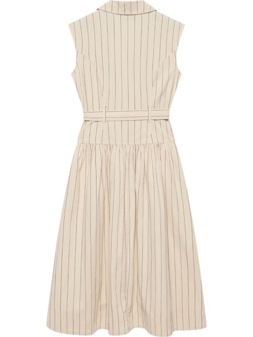 MINT VELVET MINT VELVET DROP WAIST STRIPE MIDI DRESS