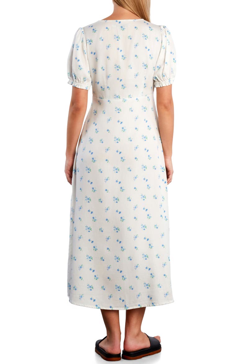 Sunbeam Print Puff Sleeve Midi Dress, Alternate, color, PRESSED PETALS