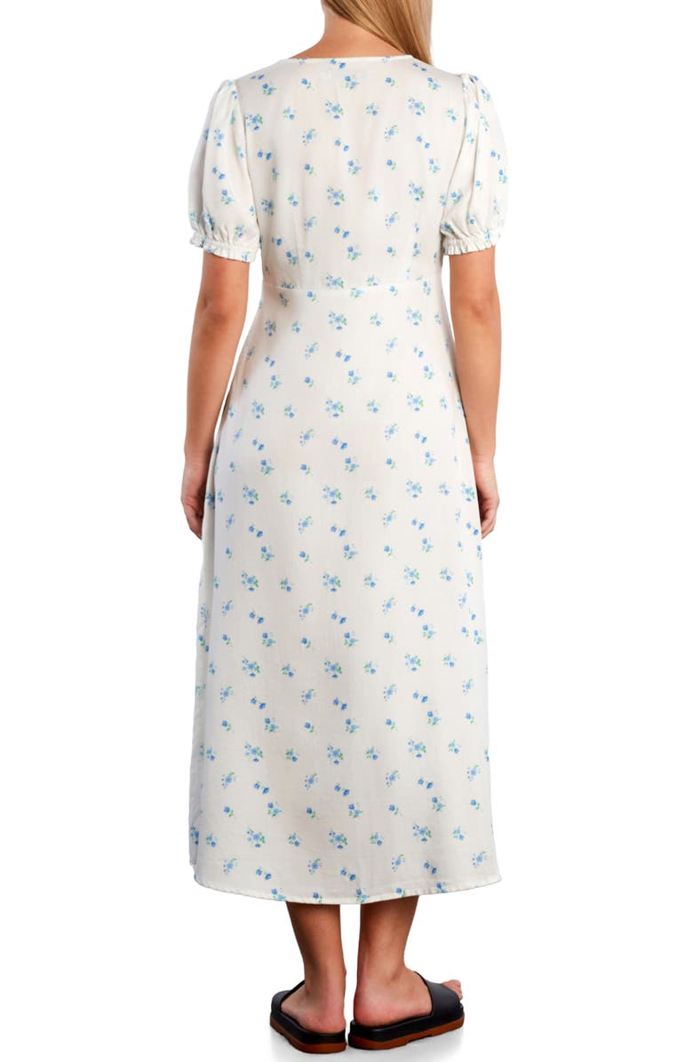 Billy T Sunbeam Print Puff Sleeve Midi Dress, Alternate, color, Pressed Petals