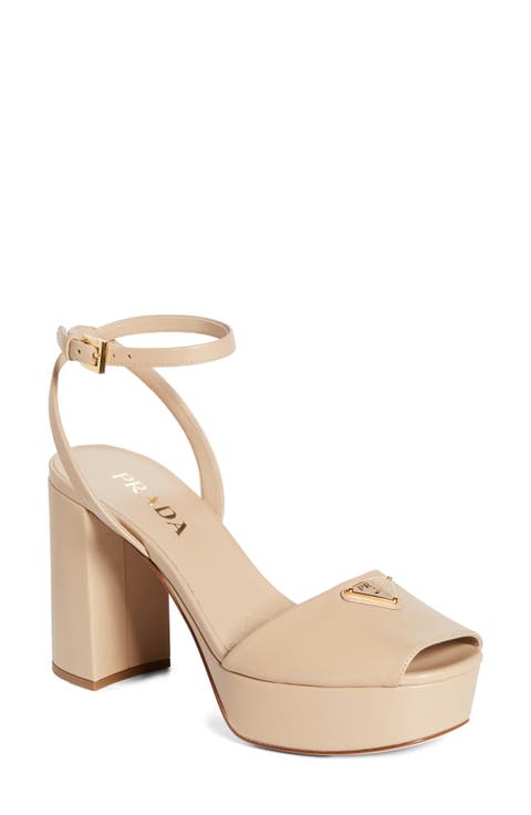 靴 PRADA Leather Heels 36 1/2 Prada Block Heel Loafer Pump Size 36 | eBay