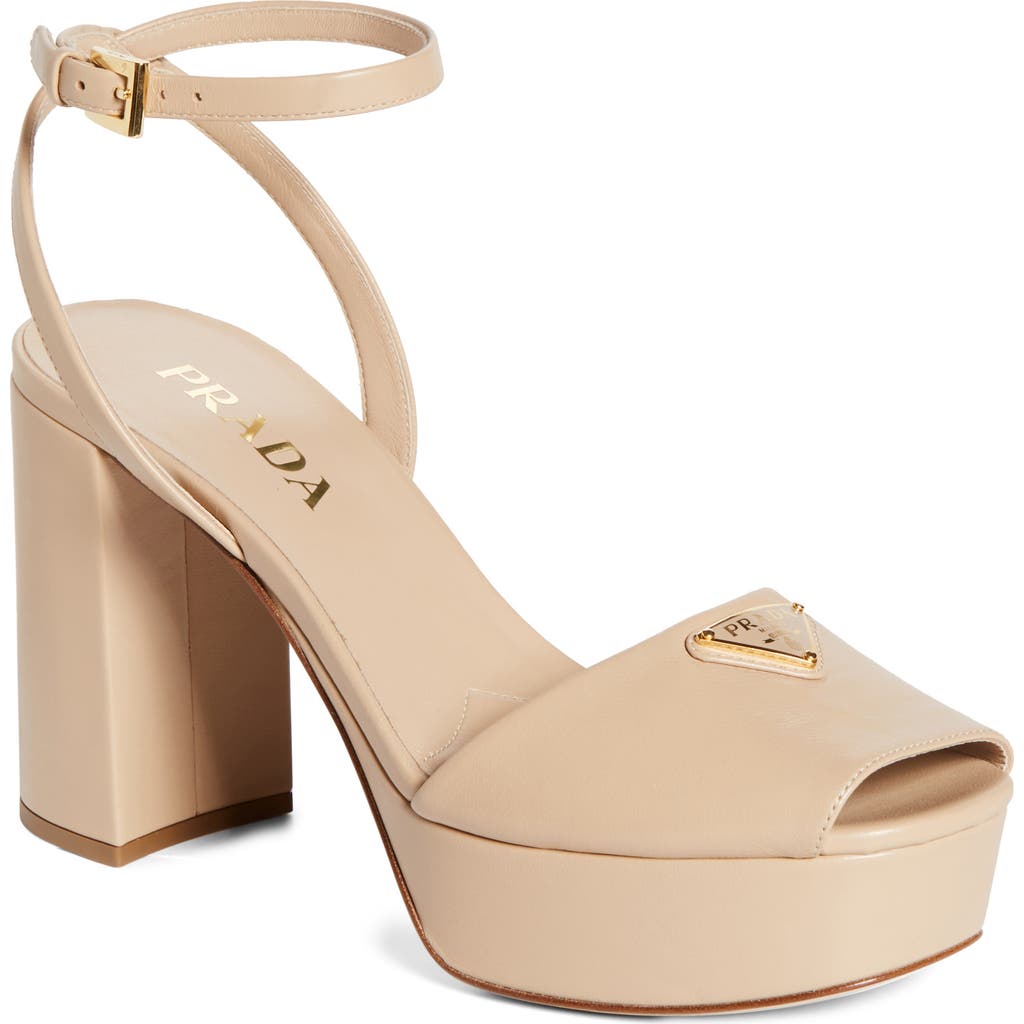 Prada Logo Platform Sandal