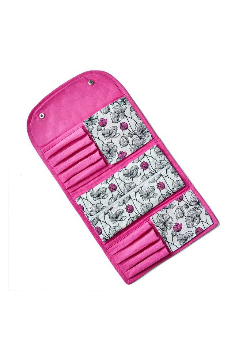 Oh So She Roll Up Make Up Pouch Fuchsia Fuchsia Cotton Everyday, Alternate, color, Pink