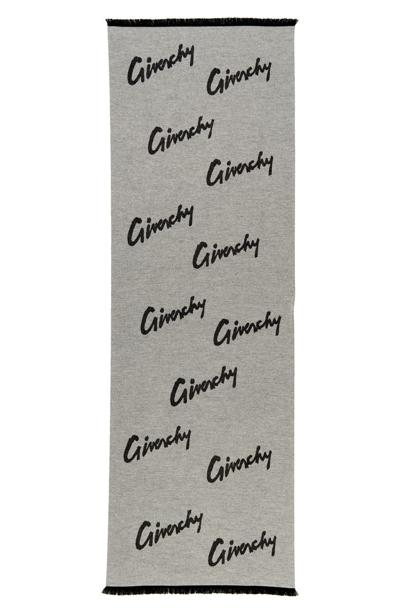 Givenchy Logo Jacquard Wool & Cashmere Scarf, Main, color,