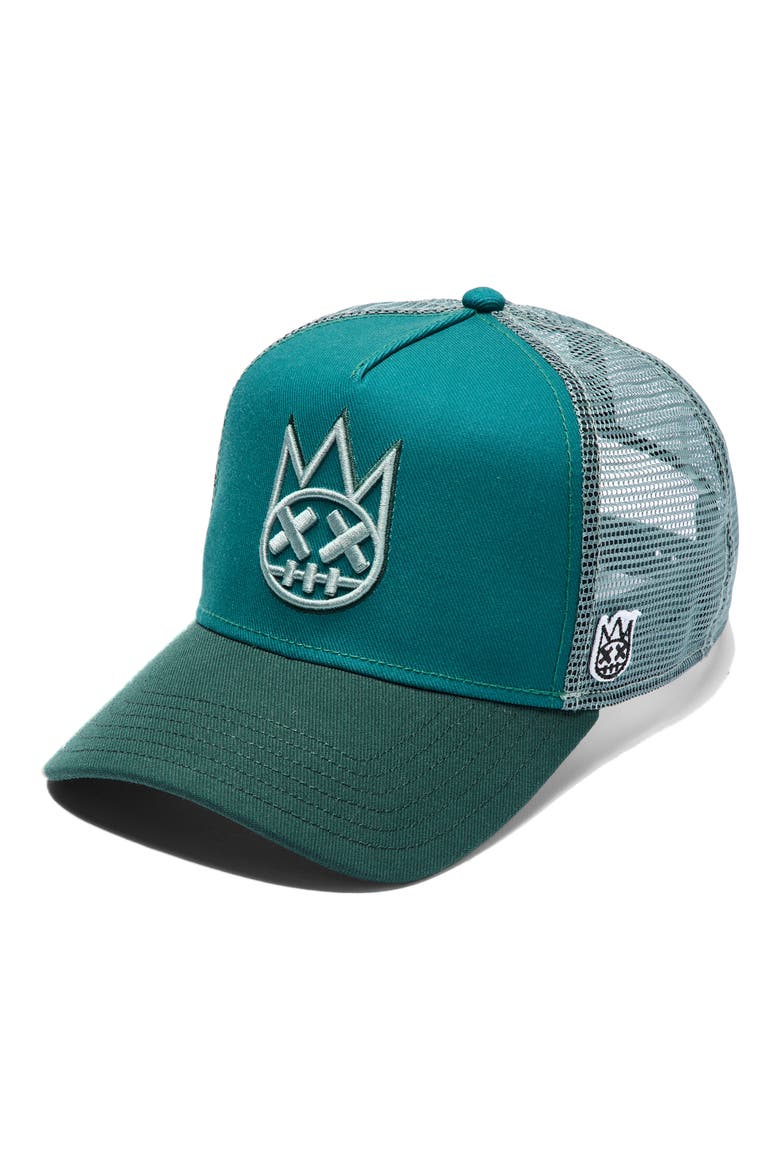 Shimuchan Logo Colorblock Trucker Hat, Main, color, BAYBERRY