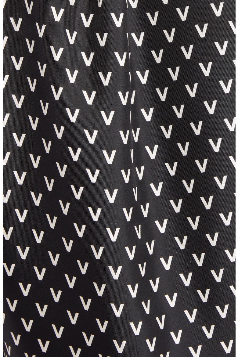 Logo Print Tie Neck Silk Blouse, Alternate, color, NERO/ AVORIO