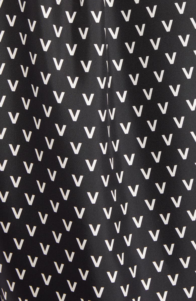 Valentino Logo Print Tie Neck Silk Blouse, Alternate, color, 