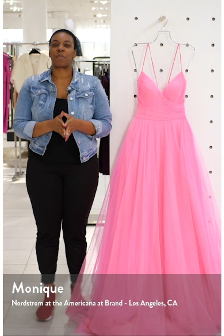 Long Tulle A-line Gown with Side Slit and Pockets video