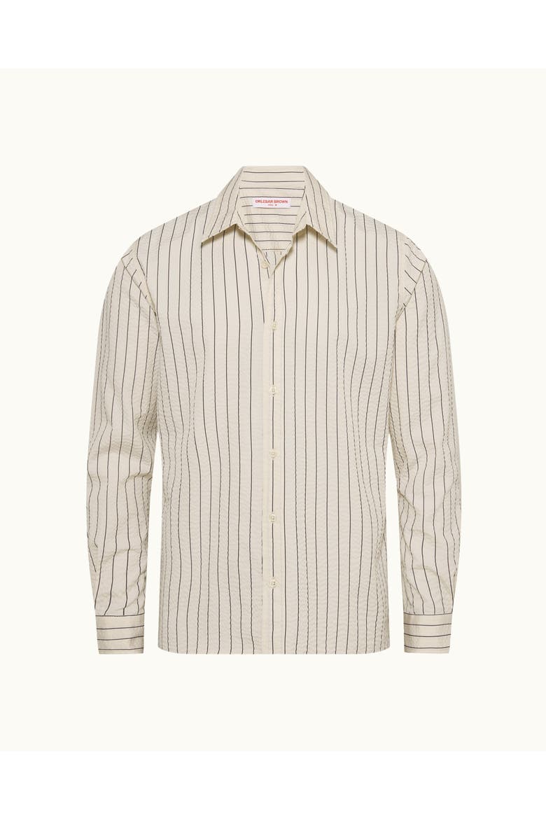 Justin Seersucker Cotton Stripe Shirt, Alternate, color, Latte/Night Iris