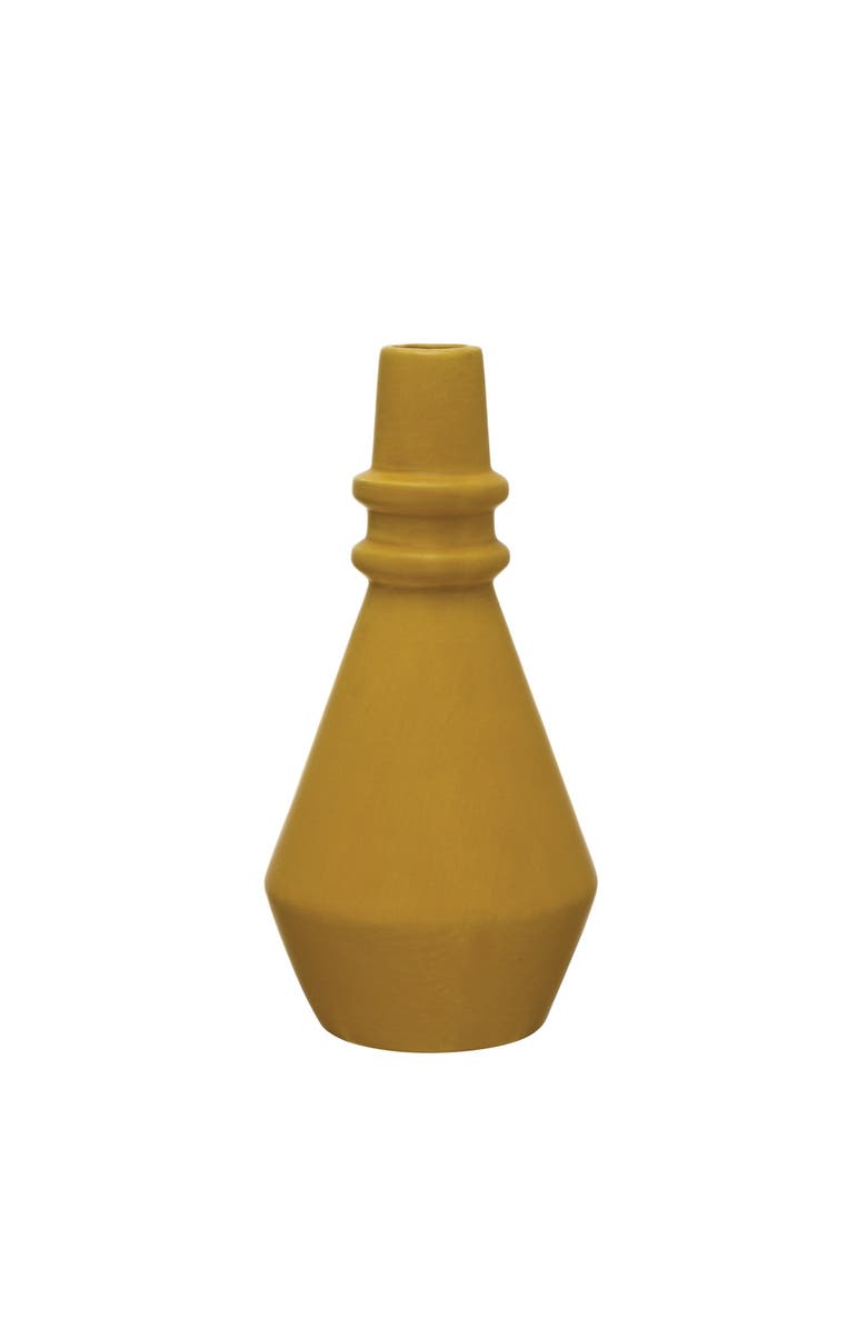 Storied Home Round Stoneware Taper Holder, Main, color, Yellow