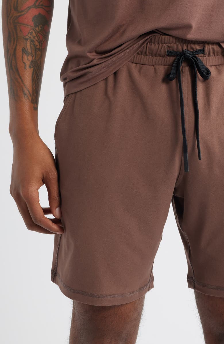 SANTO STUDIO Tempo Good Energy Comfort Fleece Shorts, Alternate, color, Holy Brown