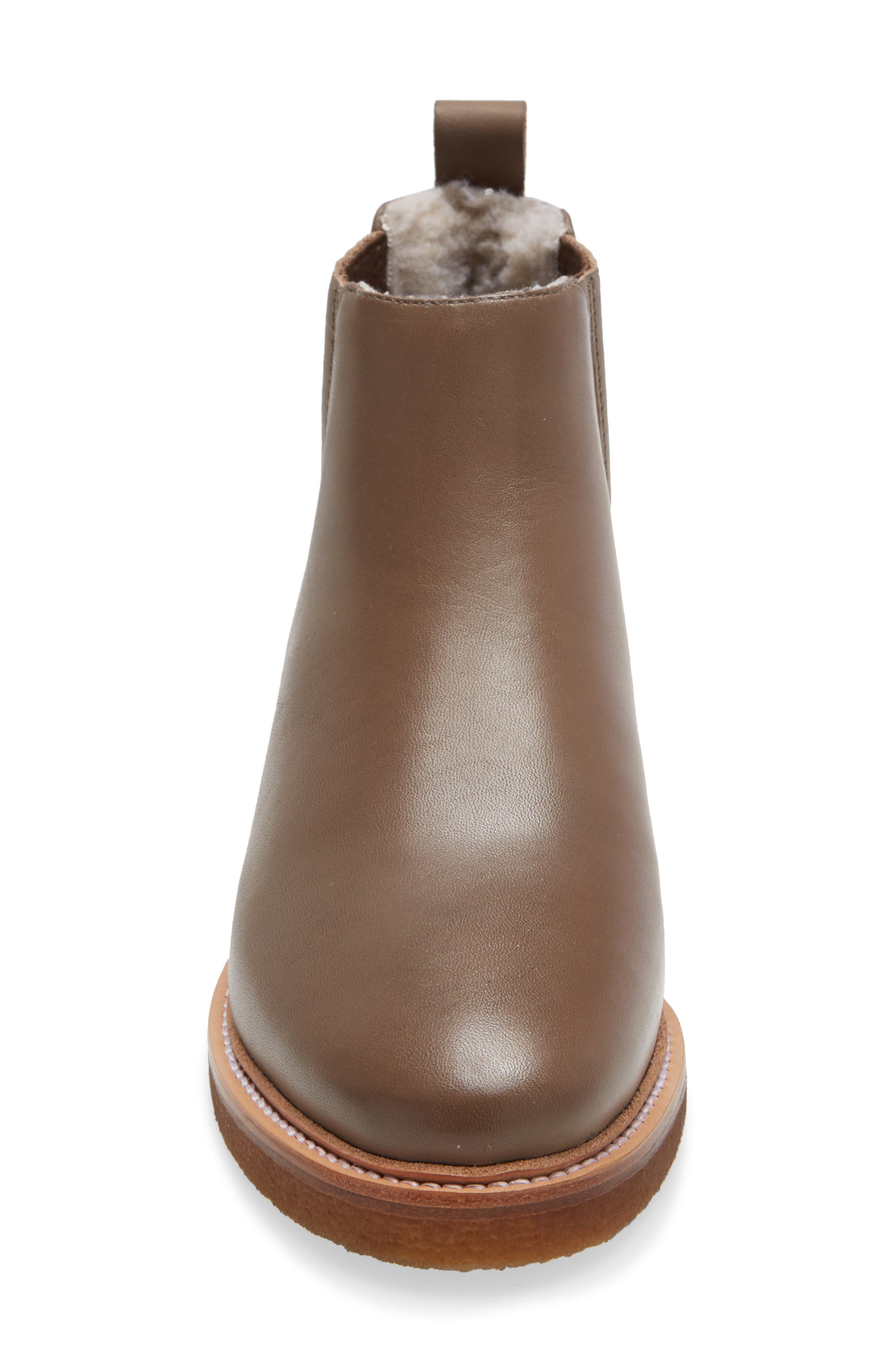 Chelsea Faux Shearling Lined Boot, Alternate, color, TRUFFLE LEATHER