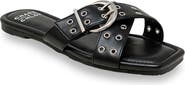 CHASE AND CHLOE Grommet Cross Strap Slide Sandal
