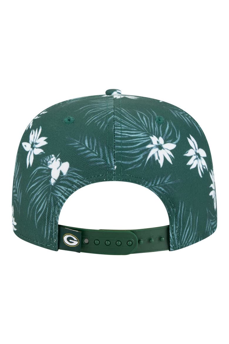 Men's New Era  Green Green Bay Packers Palm Print A-Frame 9FIFTY Snapback Hat, Alternate, color, Green