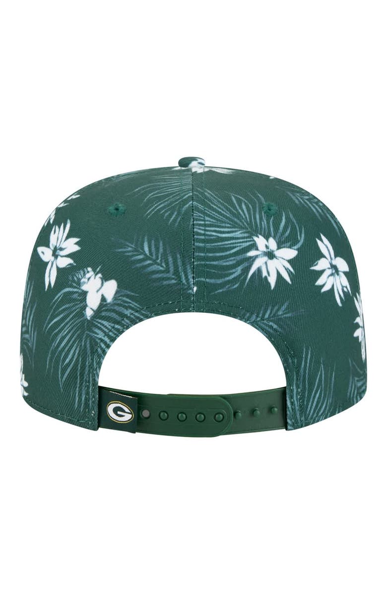 New Era Men's New Era Green Green Bay Packers Palm Print A-Frame 9FIFTY Snapback Hat, Alternate, color, Green