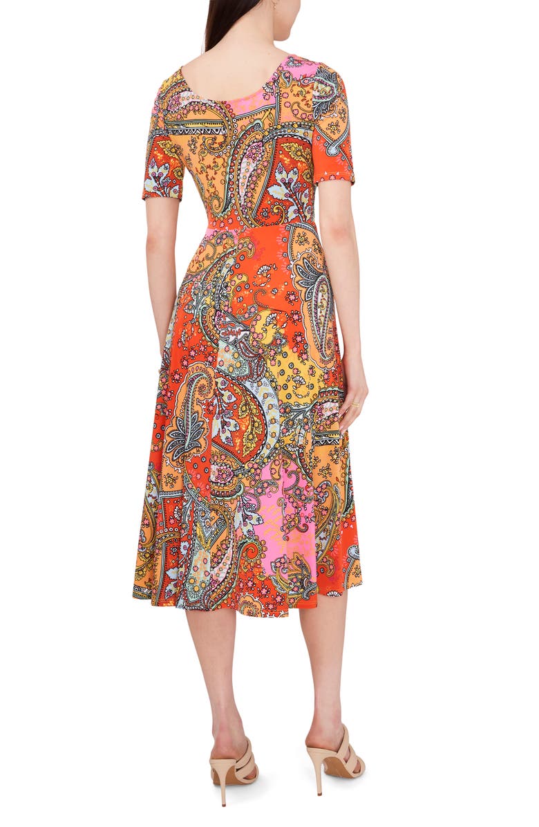 Chaus Paisley Print Midi Dress, Alternate, color, Orange/ Peach