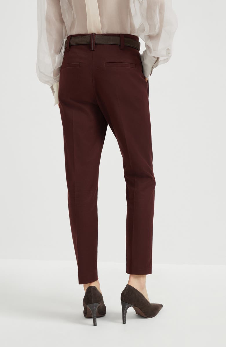 Brunello Cucinelli Cigarette trousers with monili, Alternate, color, Burgundy