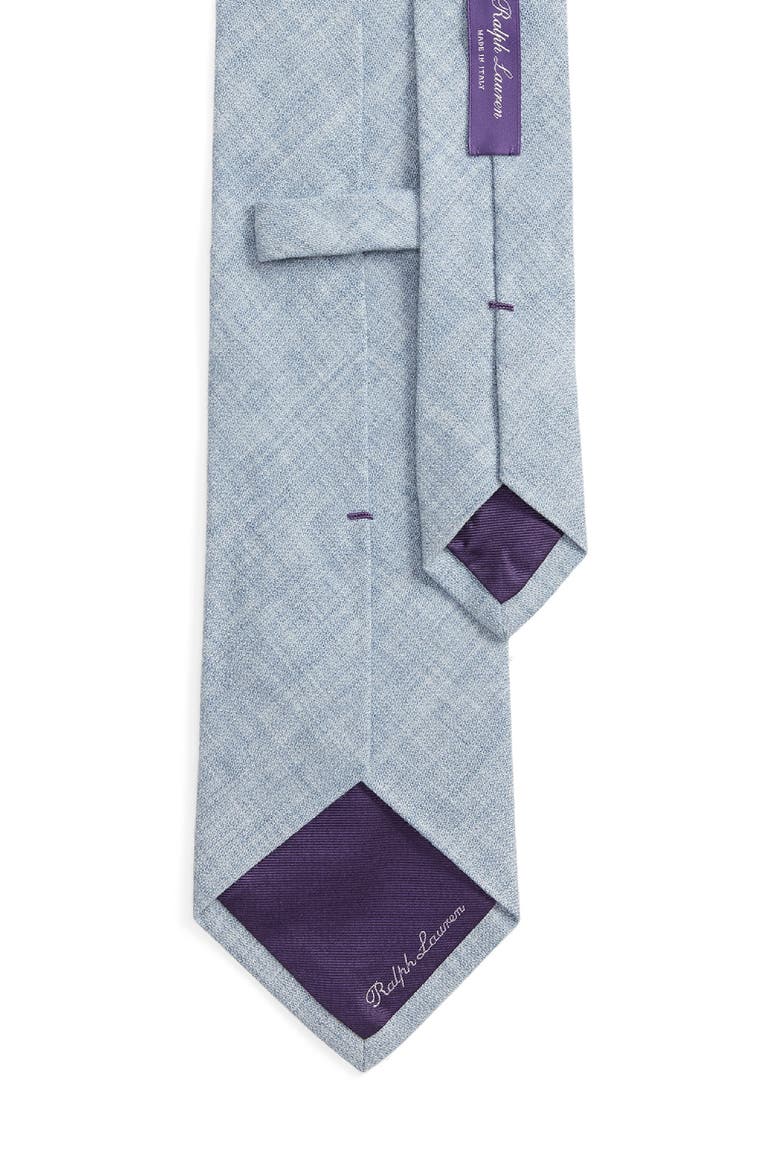 Light Blue Mélange Linen & Viscose Tie, Alternate, color, BLUE