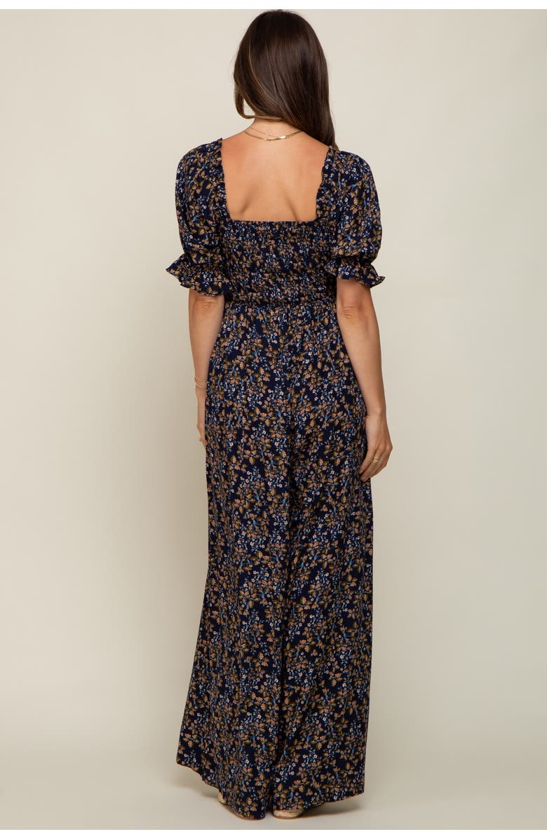 PinkBlush Floral Smocked Jumpsuit, Alternate, color, Navy Blue