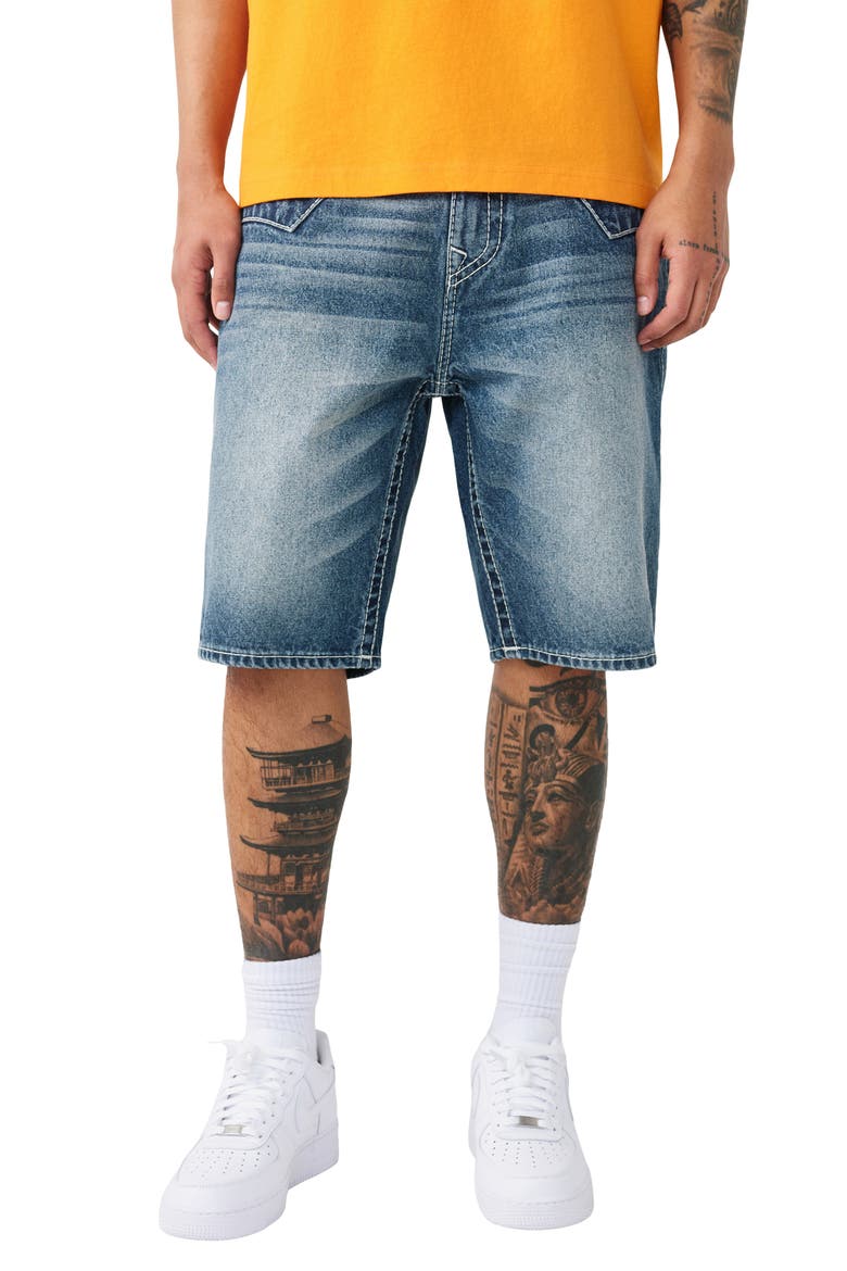 Bobby Flap Jimmy Baggy Denim Shorts, Main, color, SHATTERED DARK WASH
