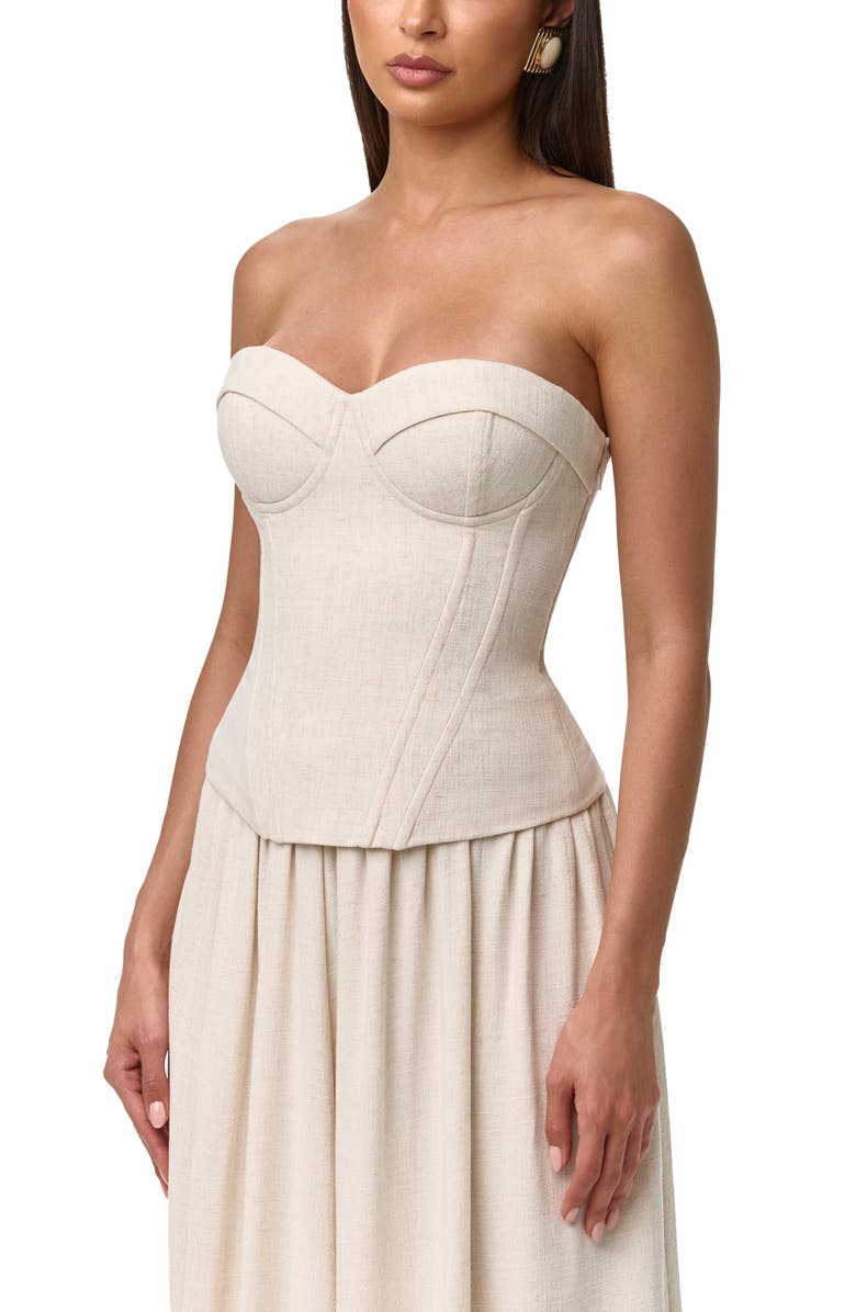 Naked Wardrobe Strapless Suiting Bustier Top, Alternate, color, Cream
