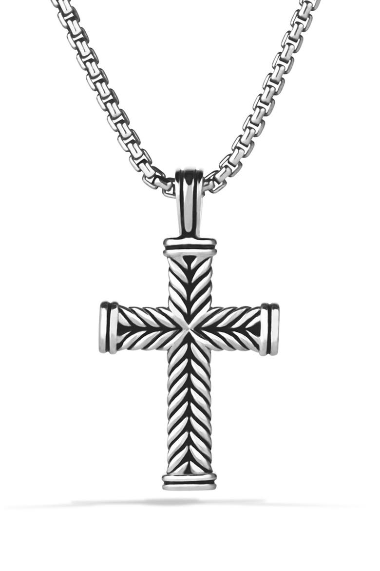 'Chevron' Cross on Chain, Main, color, SILVER