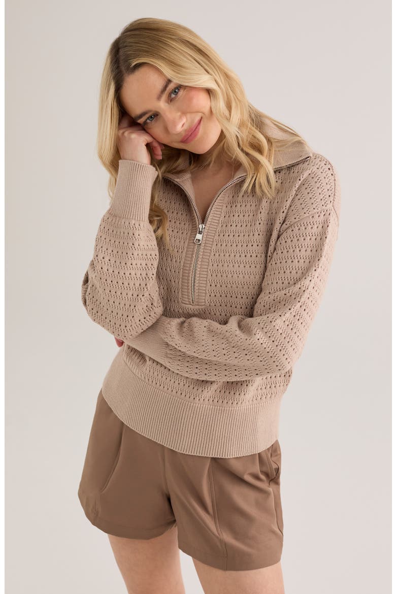 Darla Half Zip Sweater, Alternate, color, LIGHT TAUPE