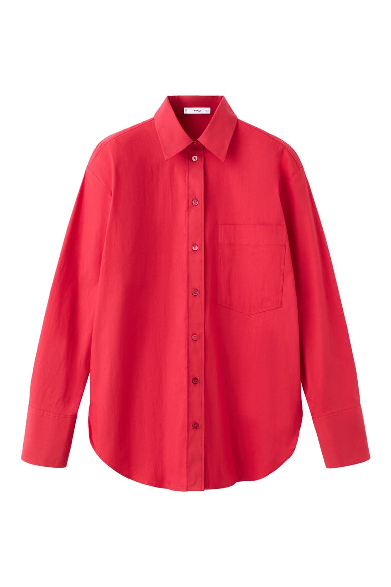 Starring Hailey Bieber Juanes Button-Up Shirt, Main, color, RED
