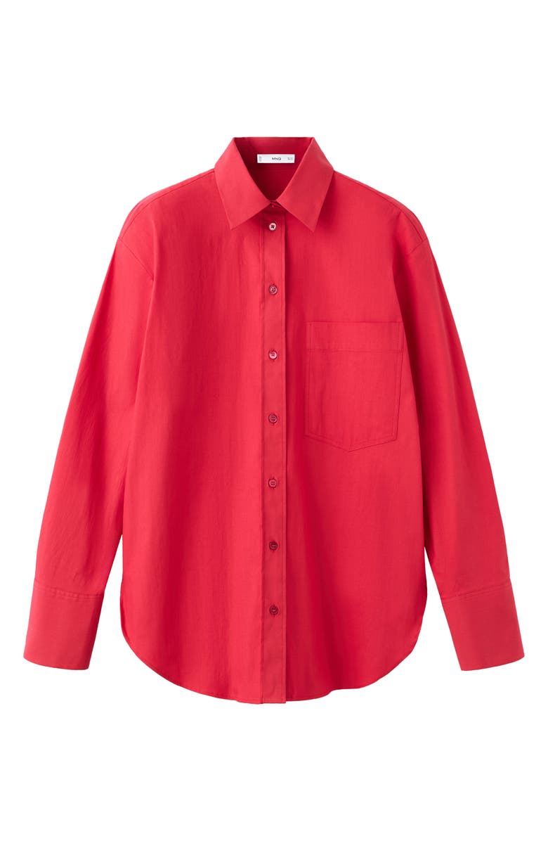 MANGO Starring Hailey Bieber Juanes Button-Up Shirt, Main, color, Red
