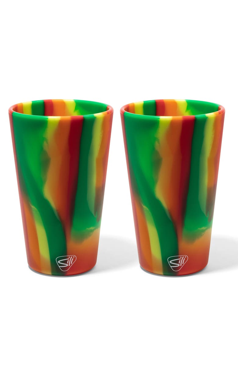 Silipint Pint Glasses 2 Pk Hibiscus, Silicone Cups, Hot Or Cold Beverage, Main, color,