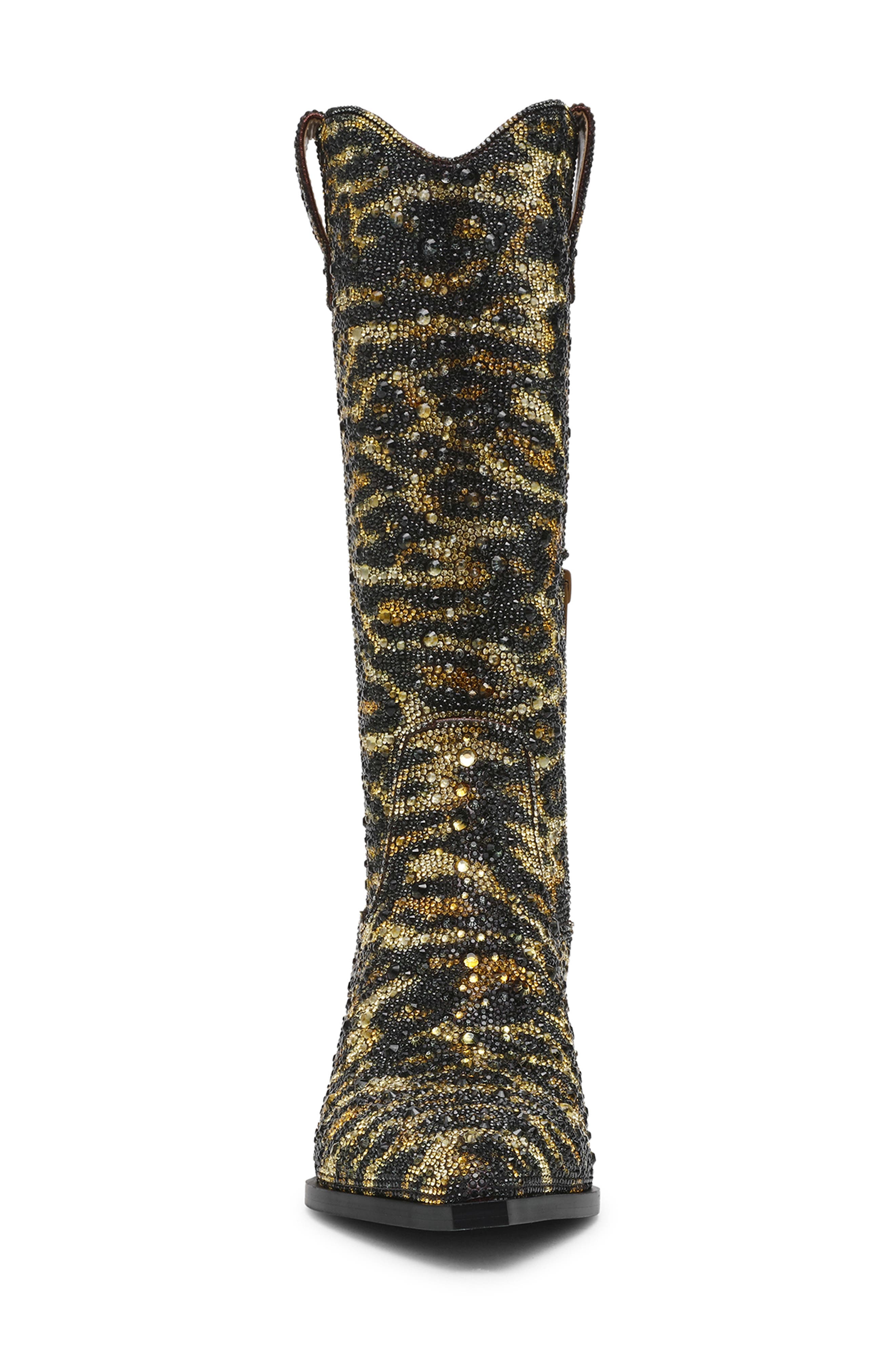 Betsey Johnson Cash Embellished Western Boot, Alternate, color, 