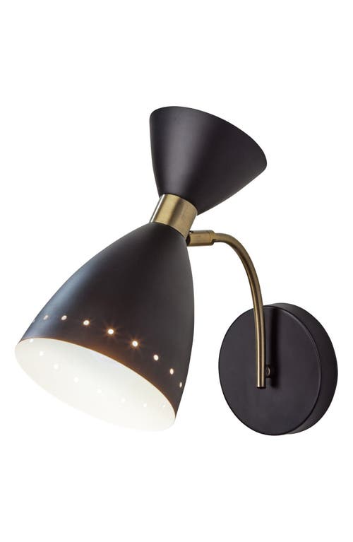 ADESSO LIGHTING Oscar Wall Light in Black W. Antique Brass Accents 