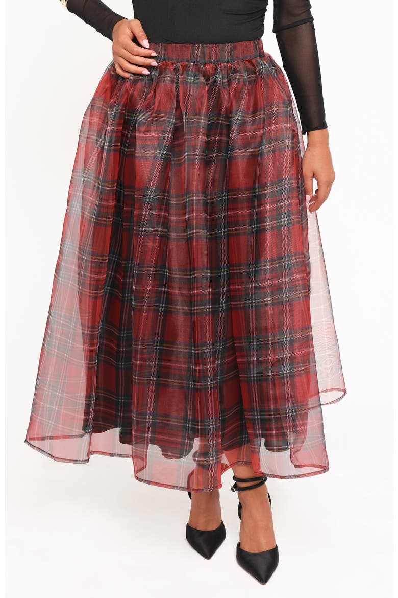Bonita Plaid A-Line Midi Skirt, Main, color, RED PLAID