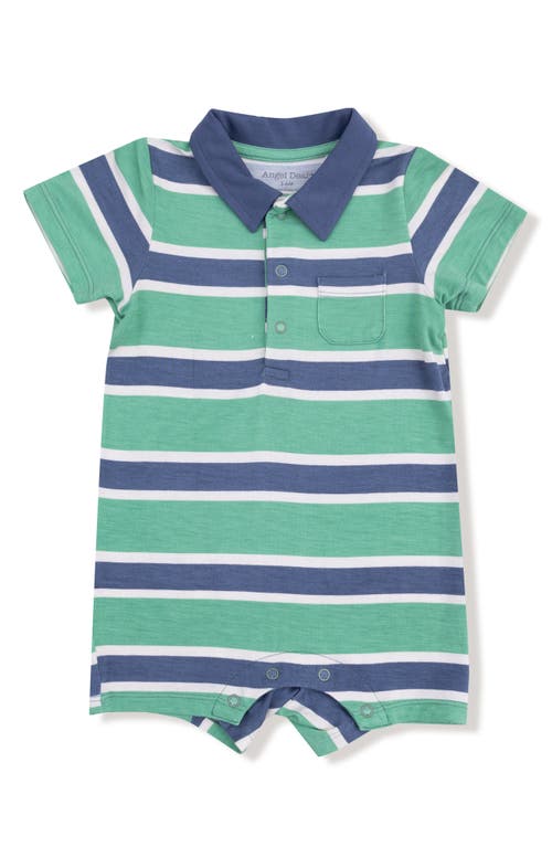 Angel Dear Rugby Stripe Romper In Green